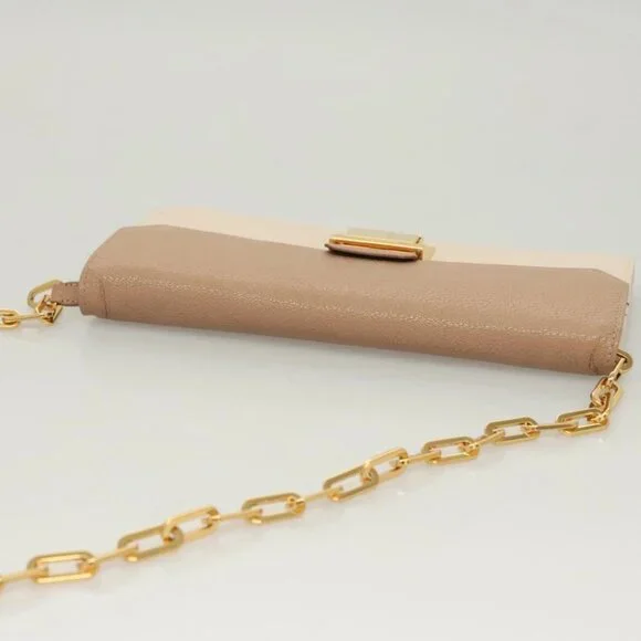 Miu Miu Chain Wallet Leather Pink Gold Auth am8441 - Picture 7 of 15